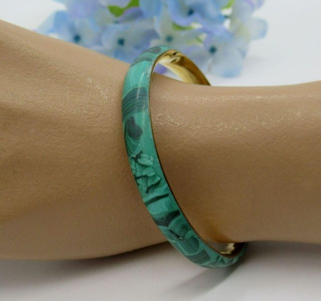 Bracciale rigido vintage in malachite