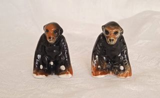 Coppia Statuine Scimmie Vintage 1970