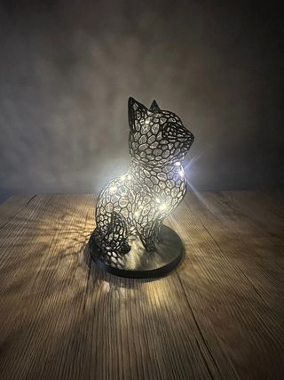 Gatto nero con filo di microled soprammobile