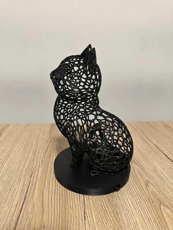 Gatto nero con filo di microled soprammobile