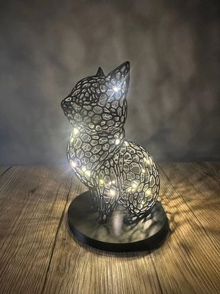 Gatto nero con filo di microled soprammobile