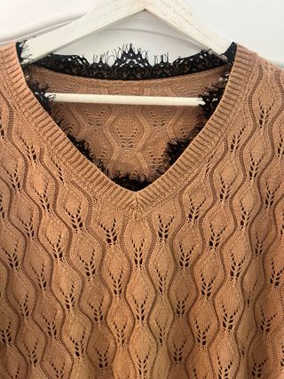 Jersey mujer encaje escote