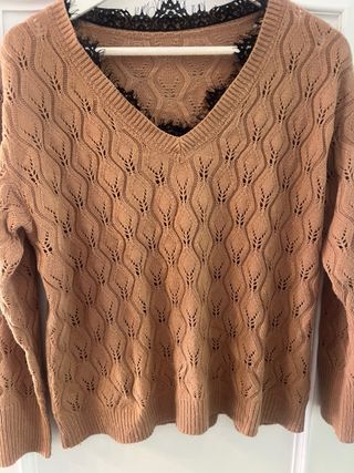 Jersey mujer encaje escote