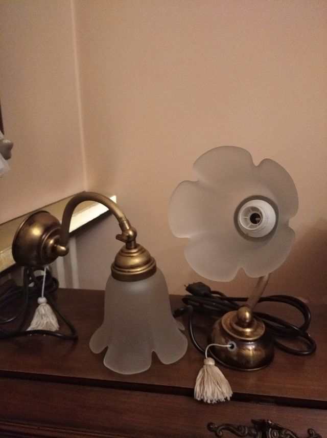 , APPLIQUE BRONZO BRUNITO E VETRO satina