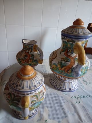 Juego de café pintado de Talavera