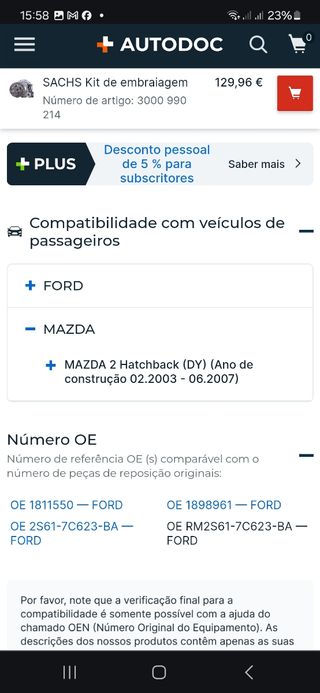 Clutch - embrague Ford - Mazda