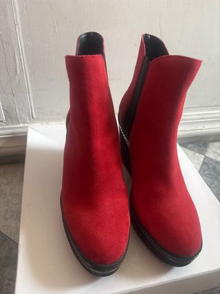 Botines señora cuña rojo