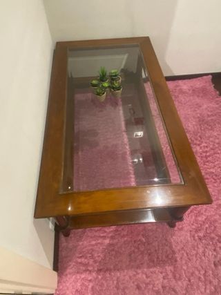 Mesa madera y cristal
