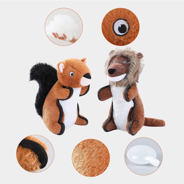 Giocattolo per Cane 2 pz Leone Scoiattolo