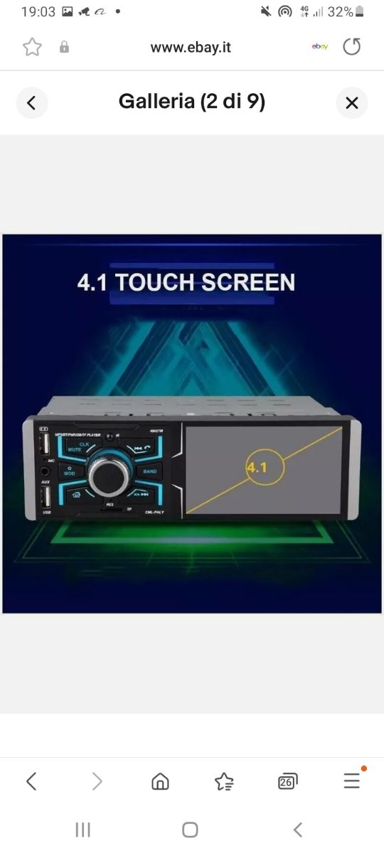 STEREO AUTORADIO 1 DIN BLUETOOTH