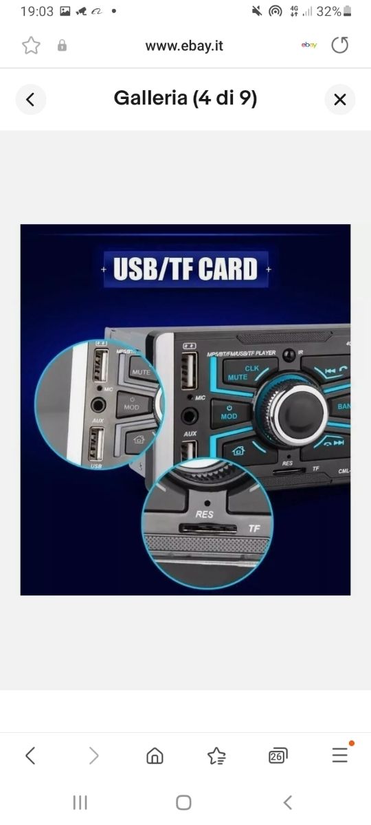 STEREO AUTORADIO 1 DIN BLUETOOTH