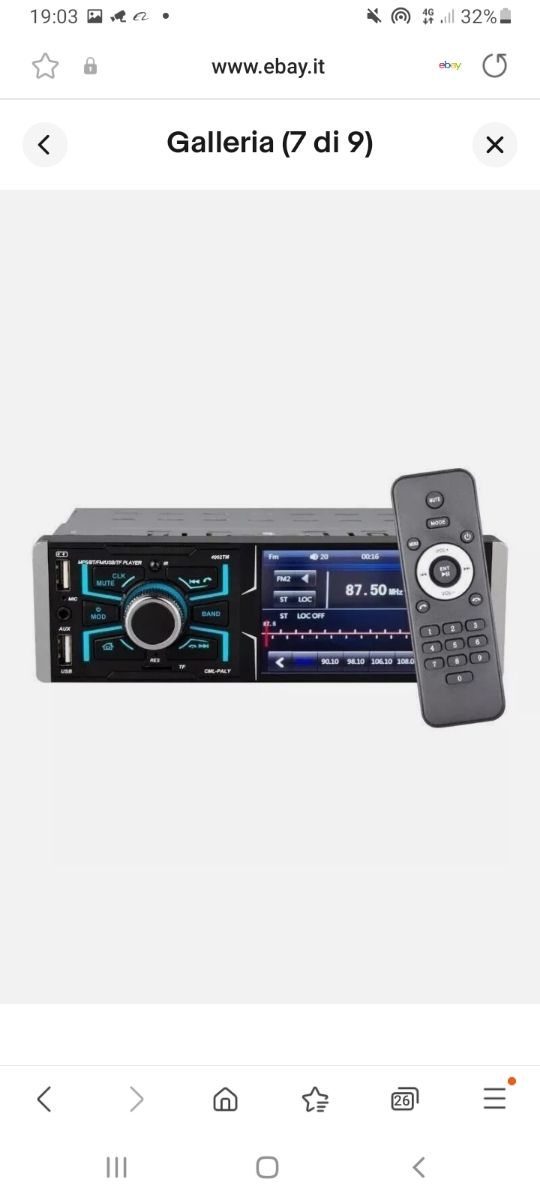 STEREO AUTORADIO 1 DIN BLUETOOTH