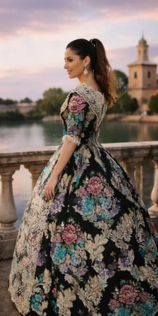 Traje de fallera completo con manteletas y zapatos