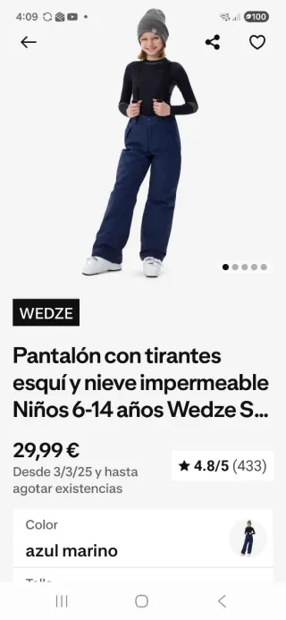 Pantalon esqui infantil Decatholn