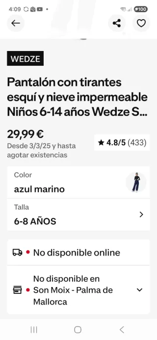 Pantalon esqui infantil Decatholn