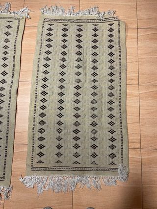 Juego 2 alfombras de algodón beige/marrón