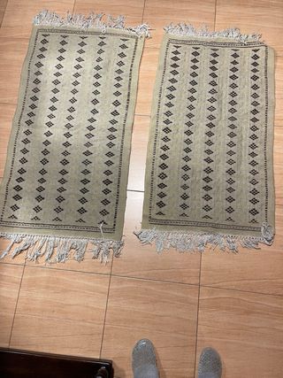 Juego 2 alfombras de algodón beige/marrón