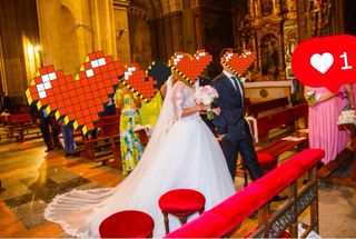 Vestido de novia blanco tipo princesa