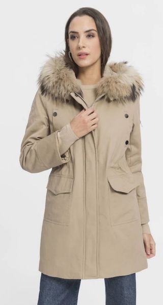 Parka de mujer de conejo y zorro talla 42