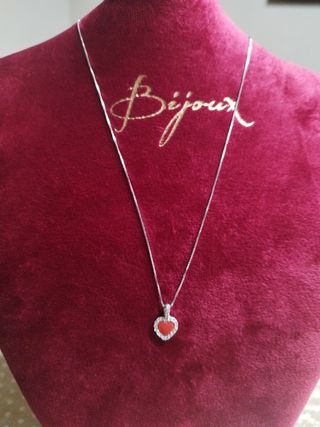Collana argento e cuoricino di Corallo