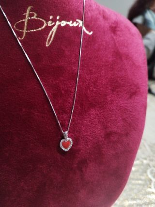 Collana argento e cuoricino di Corallo