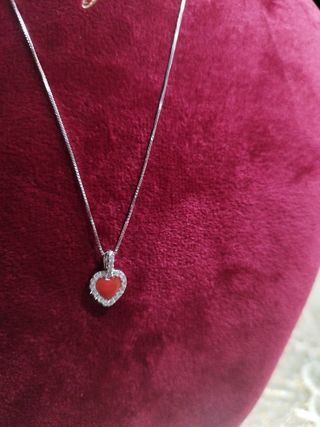 Collana argento e cuoricino di Corallo