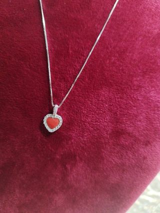 Collana argento e cuoricino di Corallo
