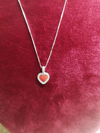 Collana argento e cuoricino di Corallo
