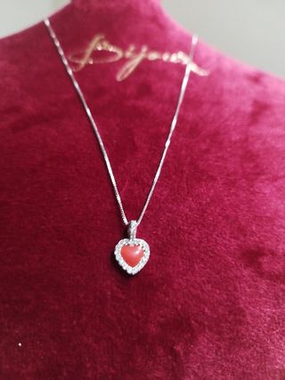 Collana argento e cuoricino di Corallo