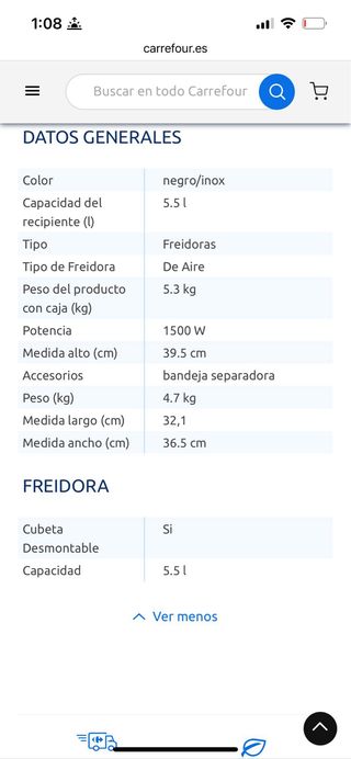 Freidora al aire princess