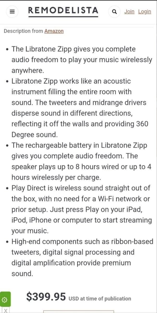 IMPECABLE Libratone Zipp - Altavoz