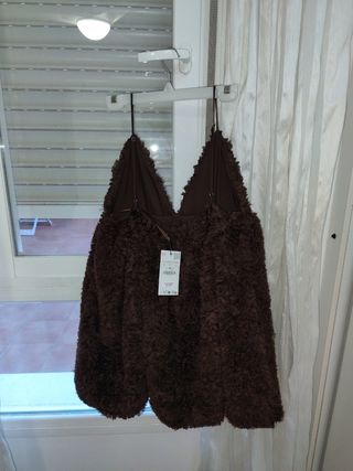 Vestido zara corto marrón fiesta