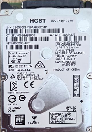 Disco duro  2.5 pulgadas - 500 gb 250 gb y 160 gb
