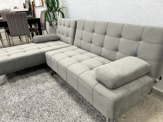 SOFÁ CHAISELONGUE CAMA  GRIS