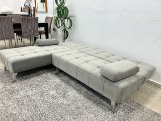 SOFÁ CHAISELONGUE CAMA  GRIS
