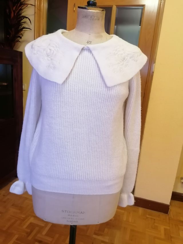 Jersey cuello volantes Zara, t. S