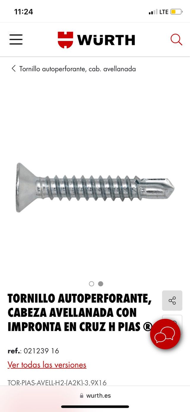 Vite autoperforante a testa svasata Würth