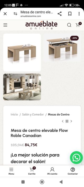 Mesa elevable roble canadian 1640