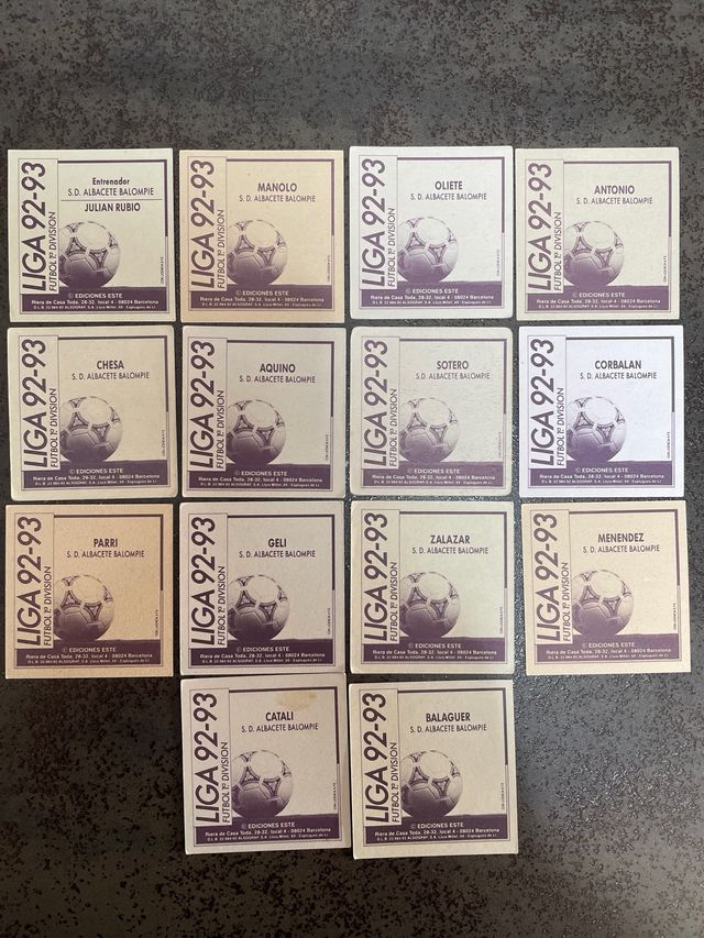 Cromos liga 92 93 Albacete Balompié