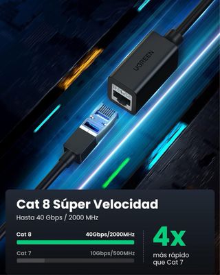 Cable ethernet alargador hembra macho cat 8 40gbps