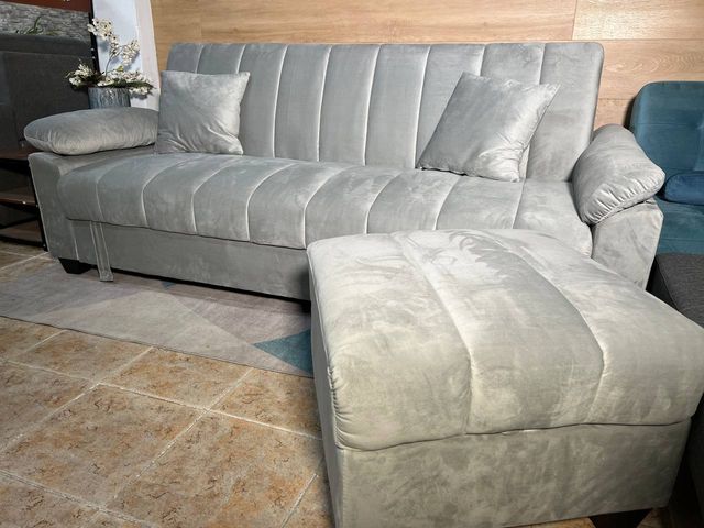 Sofá Cama con almacenamiento #terciopelo +Puff