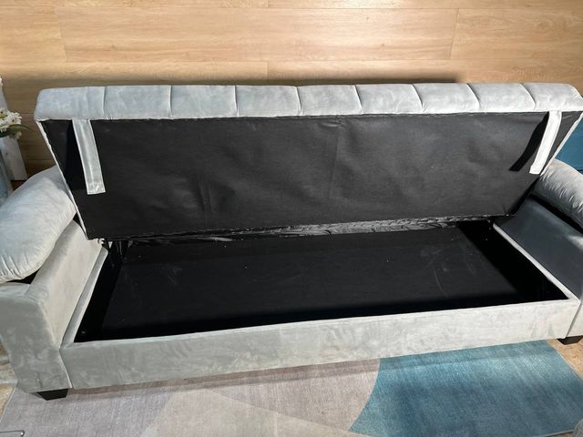 Sofá Cama con almacenamiento #terciopelo +Puff