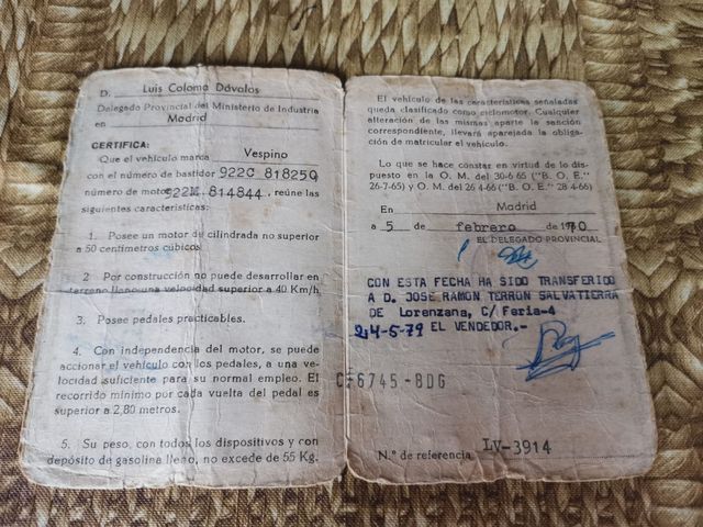 Vespino 1970 Con Documentación