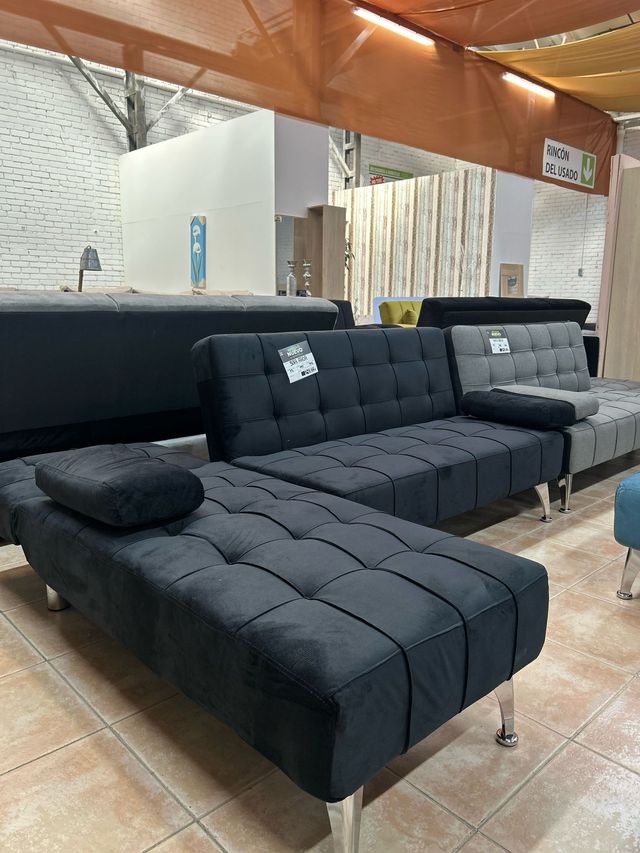 Sofa chaiselongue cama negro Barato Nuevo !