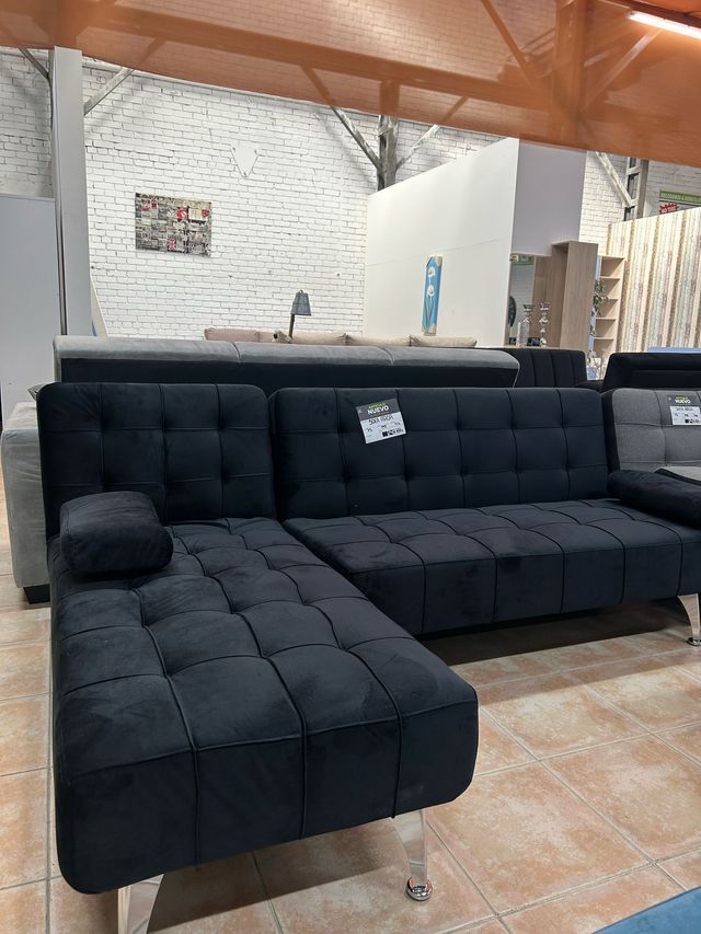 Sofa chaiselongue cama negro Barato Nuevo !