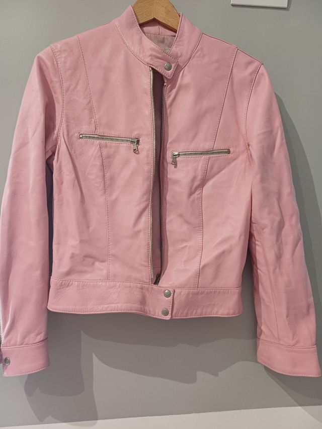 Giacca in vera pelle rosa donna