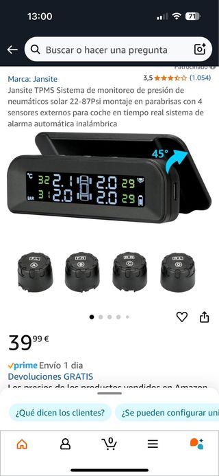 Medidor de presion y temperatura de neumaticos