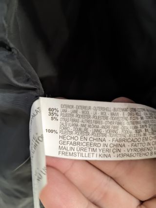 Trenca hombre Zara Man (Talla S) gris 60% lana