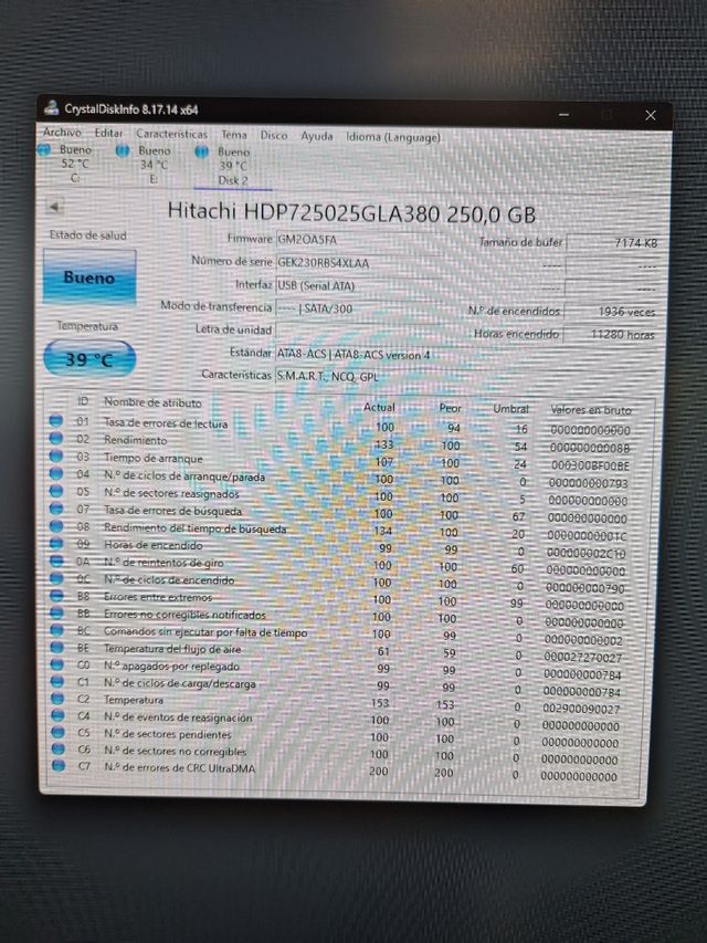 Disco duro Hitachi 250GB