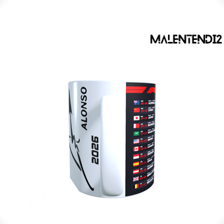 Taza de ceramica Calendario de F1 2026 Alonso